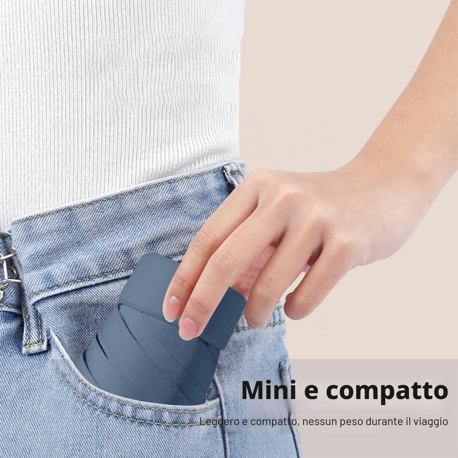 Ombrello Piccolo Mini Tascabile Compatto da Viaggio, Pioggia e Sole Anti-UV per Donna