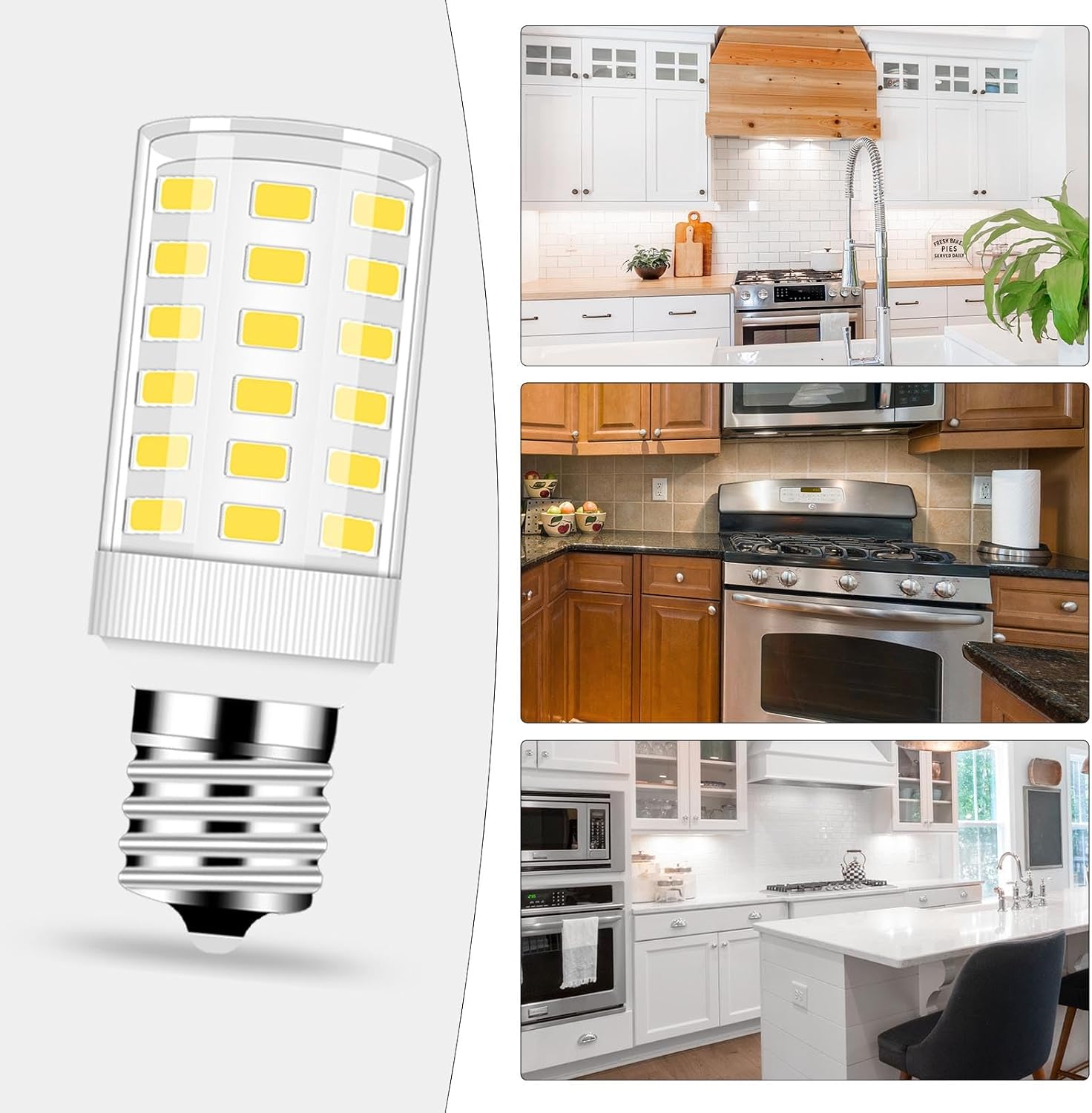 Led Freezer Light Bulb KEL 2811 2815 KEI D28A 6W Equivalent 100-265v 3.8w Refrigerator E17 Appliance Daylight White 6000K Range Hood 5000K Pack of 3