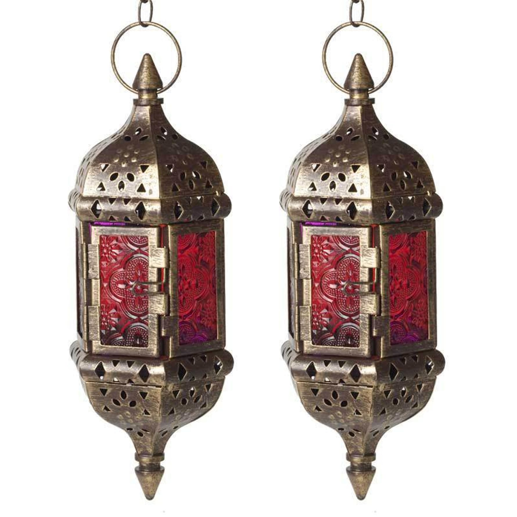 Linternas de Vela colcanas, 2 Piezas de luz de té de Metal, Linterna marroquí para Sala de Estar Balcón Patio Halloween Decoraciones navideñas