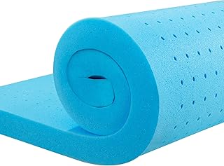 2 Inch Memory Foam Mattress Topper Twin XL Gel-Infused Cooling Pad Pressure Relief Ventilated Bed Mattresses Topper, CertiPUR-US Certified Blue