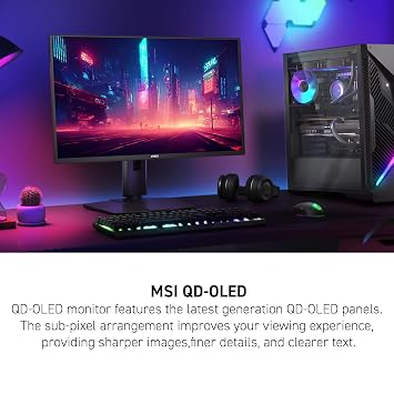 MSI MAG 273QP QD-OLED X24 26.5 Inch WQHD Gaming Monitor - 2560 x 1440 Quantum Dot Panel, 240Hz / 0.03ms, 99% DCI-P3, ΔE≤2, DisplayHDR True Black 400, DP 1.4a, HDMI 2.1
