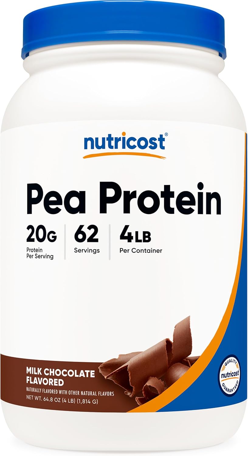 Nutricost Pea Protein Powder (4 LBS) Chocolate - 20g of Vegan Pea Protein Isolate, GMO-Free, Gluten-Free, 62 Servings