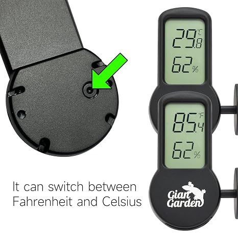 Mini Reptile Terrrarium Thermometer Hygrometer, LCD Display Temperature and Humidity Gauge Reptile Tank Accessories with Suction Cup (Black)
