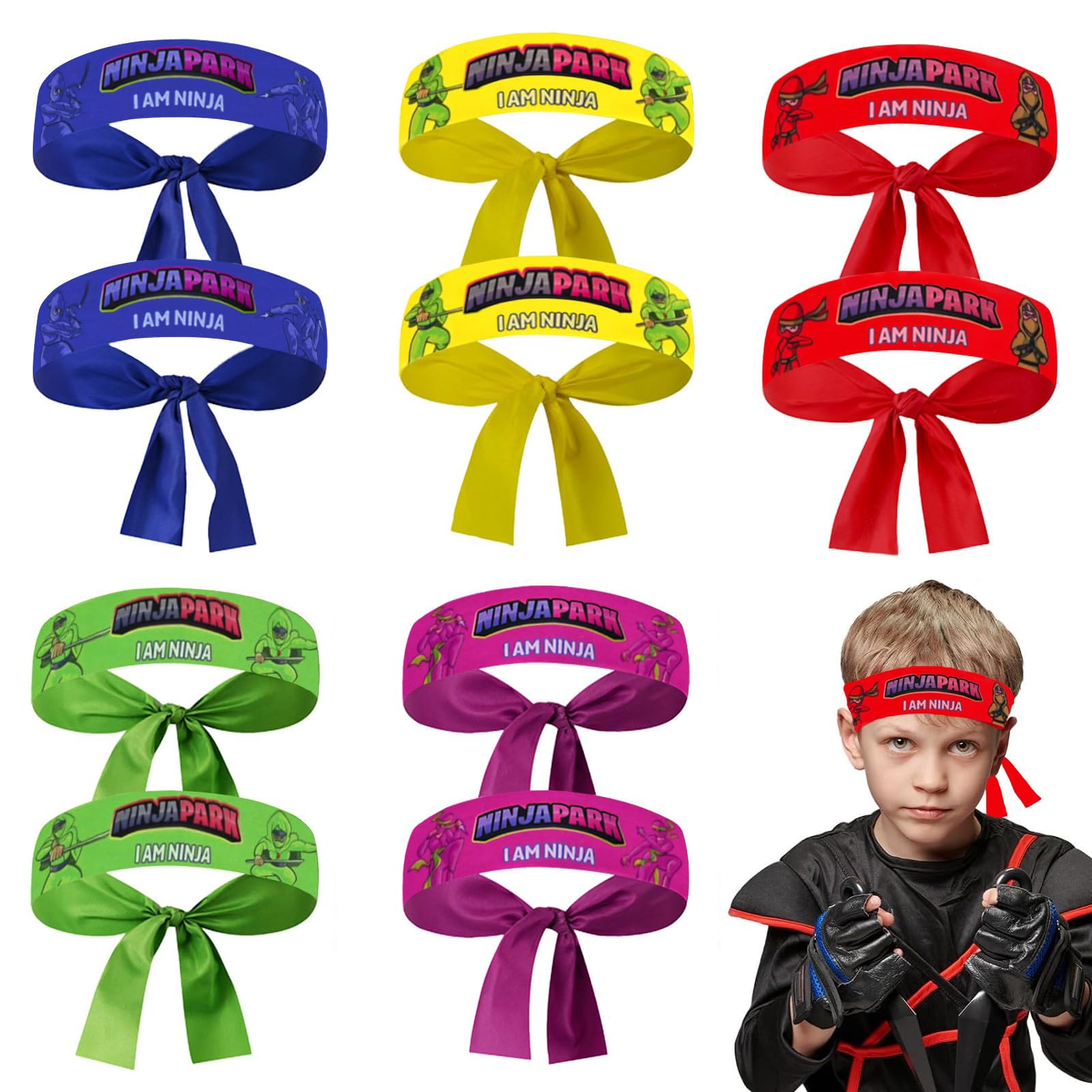 16 stuks Ninja-hoofdbanden voor kinderen, Ninja-feestaccessoires, Ninja