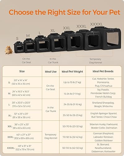 Miniatura 5 de Feandrea Jaula para perros, jaula plegable para mascotas, XXXL, jaula suave portátil para perros, tela Oxford, malla, marco de metal, con asa,