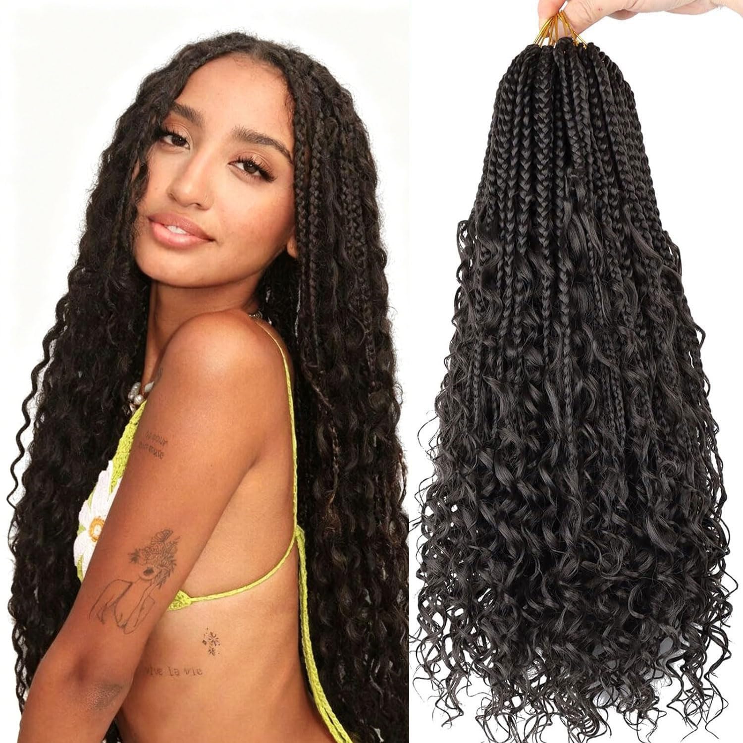 Amazon.com : LYCSOU Boho Goddess Box Braids Crochet Hair 18 inch