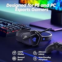 Vista 71 de NUBWO G06 - Audífonos inalámbricos para videojuegos con micrófono para PS5, PS4, PC, Mac, 3-en-1, inalámbricos 2.4GHz para PlayStation, modo Naranja