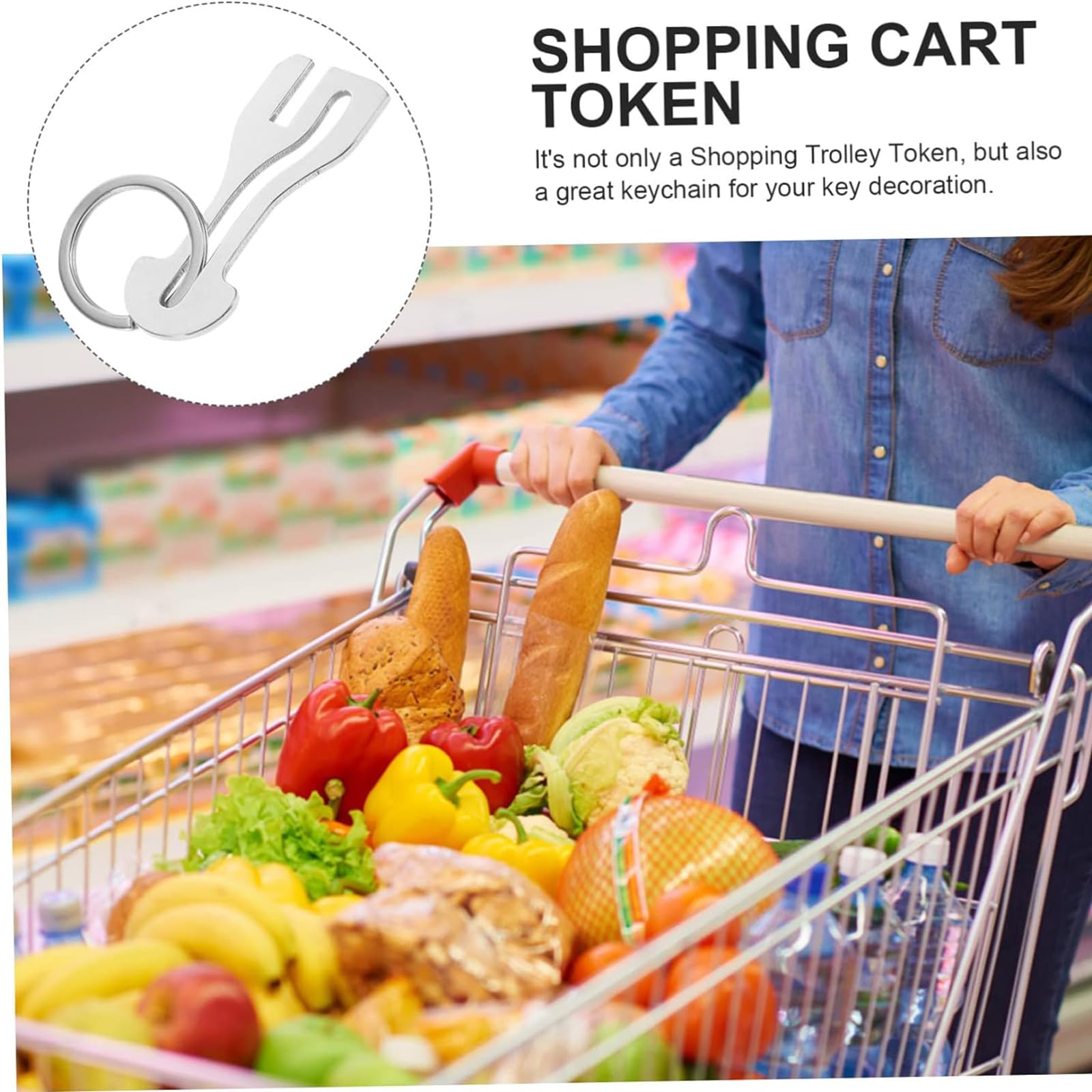 Chiavi Per Carrello Della Spesa - Gettoni In Acciaio, Con Portachiavi, 16 Pezzi - Foto 5