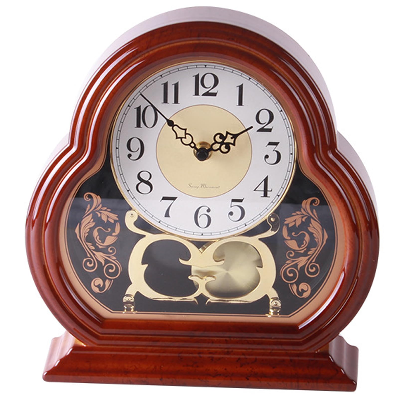 Cakeeyum Walnut Wood Mantel Clocks For Living Room Quiet Mantlepiece Clock Vintage En Table Clock Battery Powered Mantel With Pendulum Swing For Office Desk Shelf Clocks For Living Room Pendulu