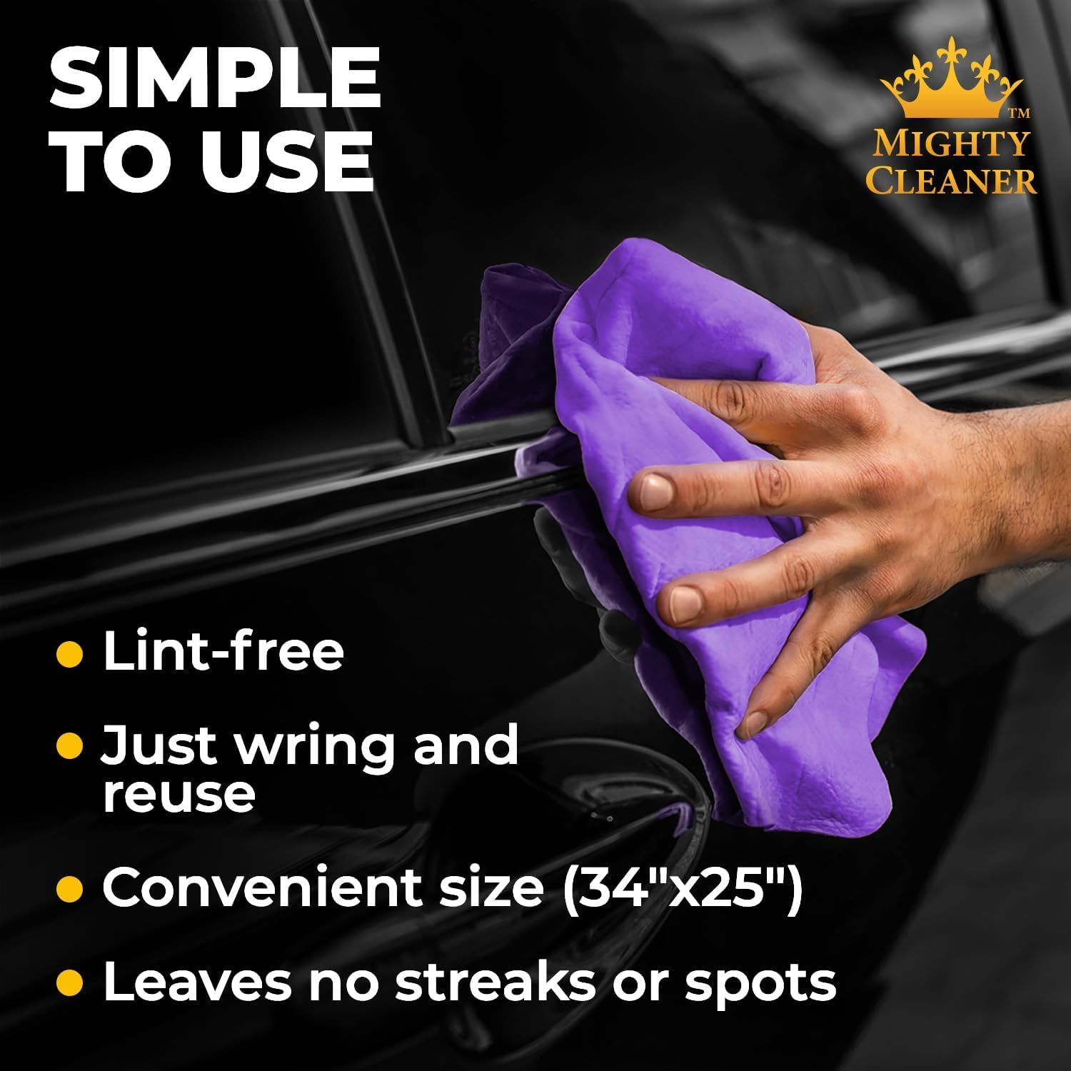 Save 10% on Premium XL Shammy Towel for Car - 4 Towels - (34”x25”) - Super Absorbent Chamois Cloth - Spots & Scratch-Free - Reusable Car Drying Towels
