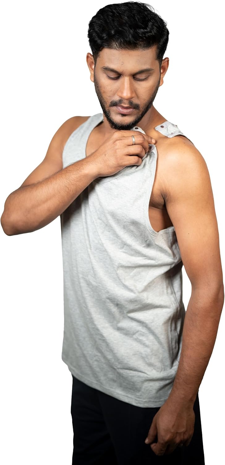 Post Surgery Shoulder Recovery Tearaway Snap Open Tank Top | Easy Access Post-Op Care | Premium Cotton Blend - Image 2