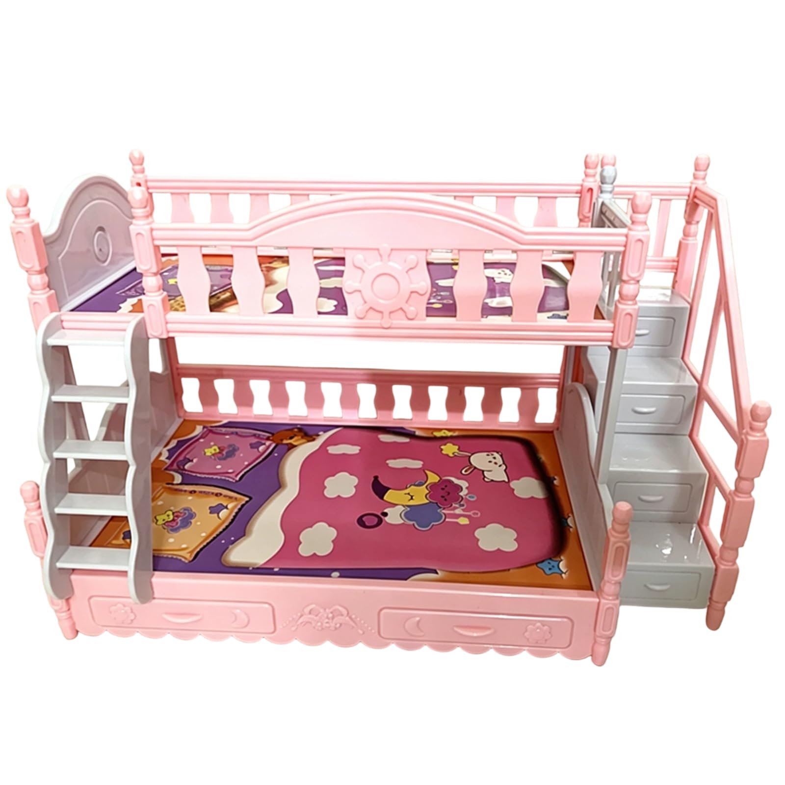 Doll House Bunk Bed, Miniature Doll House Set with Sturdy Design, for Imaginative Play and Skill Development, Compact Size 22.2x14x13cm-image-18
