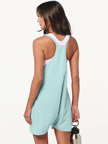 Miniatura 6 de ANRABESS - Rómpers de verano para mujer, informal, holgado, sin mangas, con tirantes delgados, pantalones cortos, overol para vacaciones en la playa