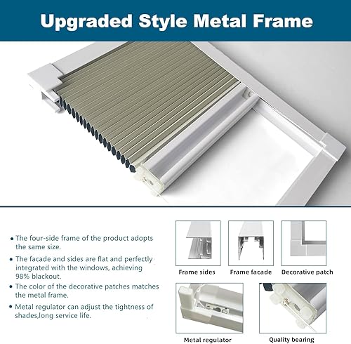 Miniatura 9 de MaKefeile Persianas opacas para ventana, persianas celulares sin cordón, para oscurecer la habitación, persianas de nido de abeja, techo adecuado,