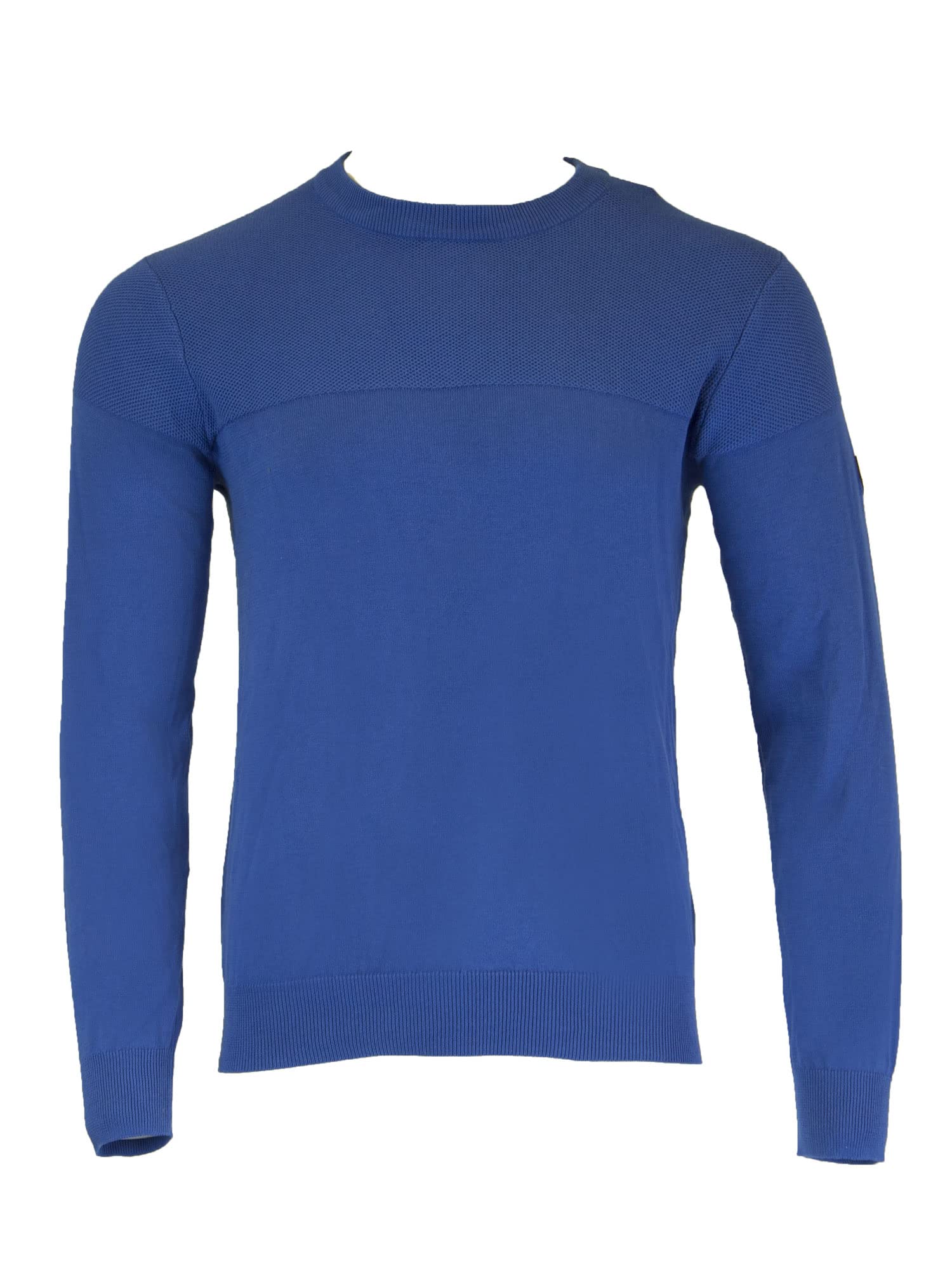 GANT Men's O1 Tech Prep Texture Crew, Medium, Dark Ocean Blue