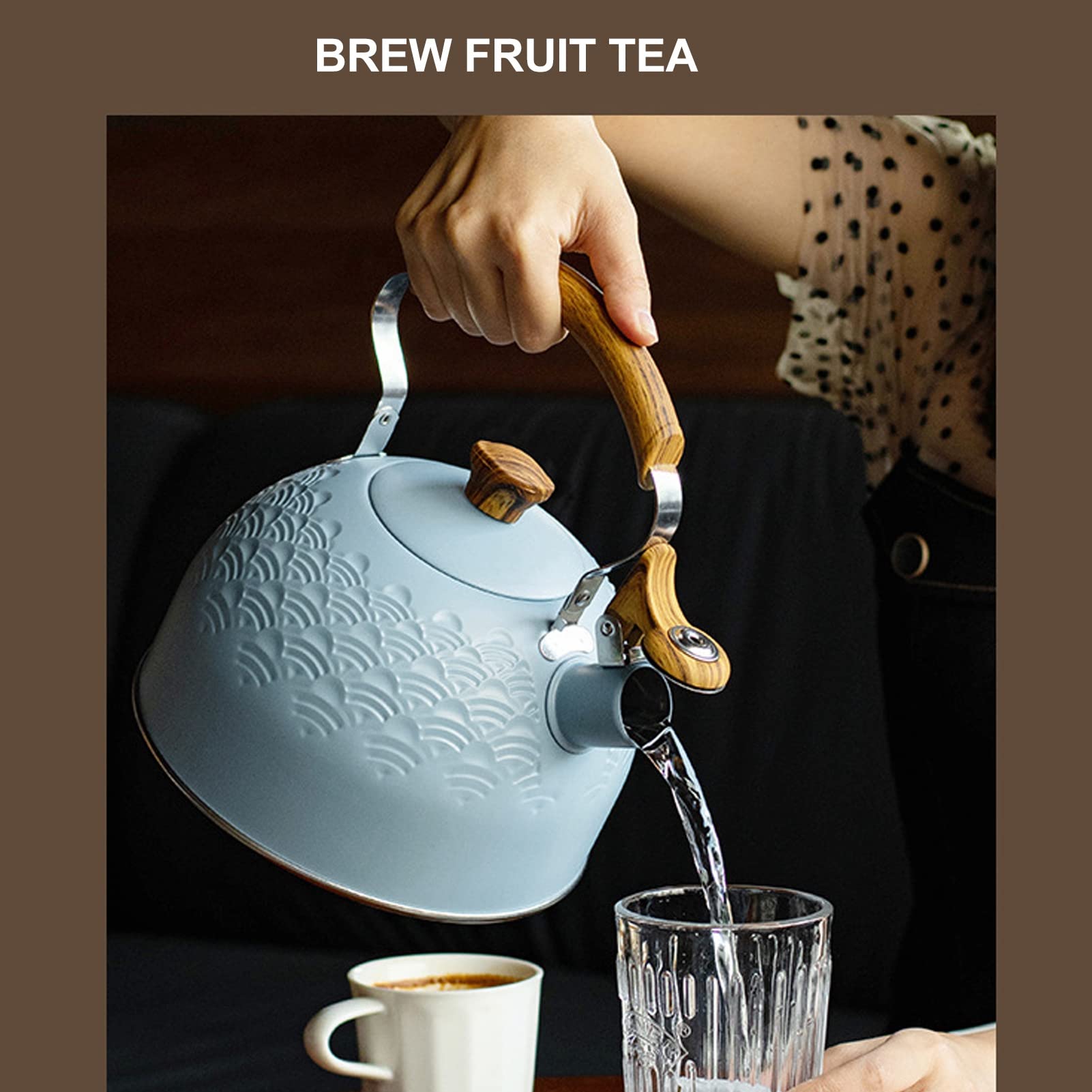 Tetera Con Silbido Azul Cielo Con Capacidad De 2,5 Litros, Cuerpo De Acero Inoxidable Y Amplia Aplicación Para Cocina, Cafetería, Bar Y Más