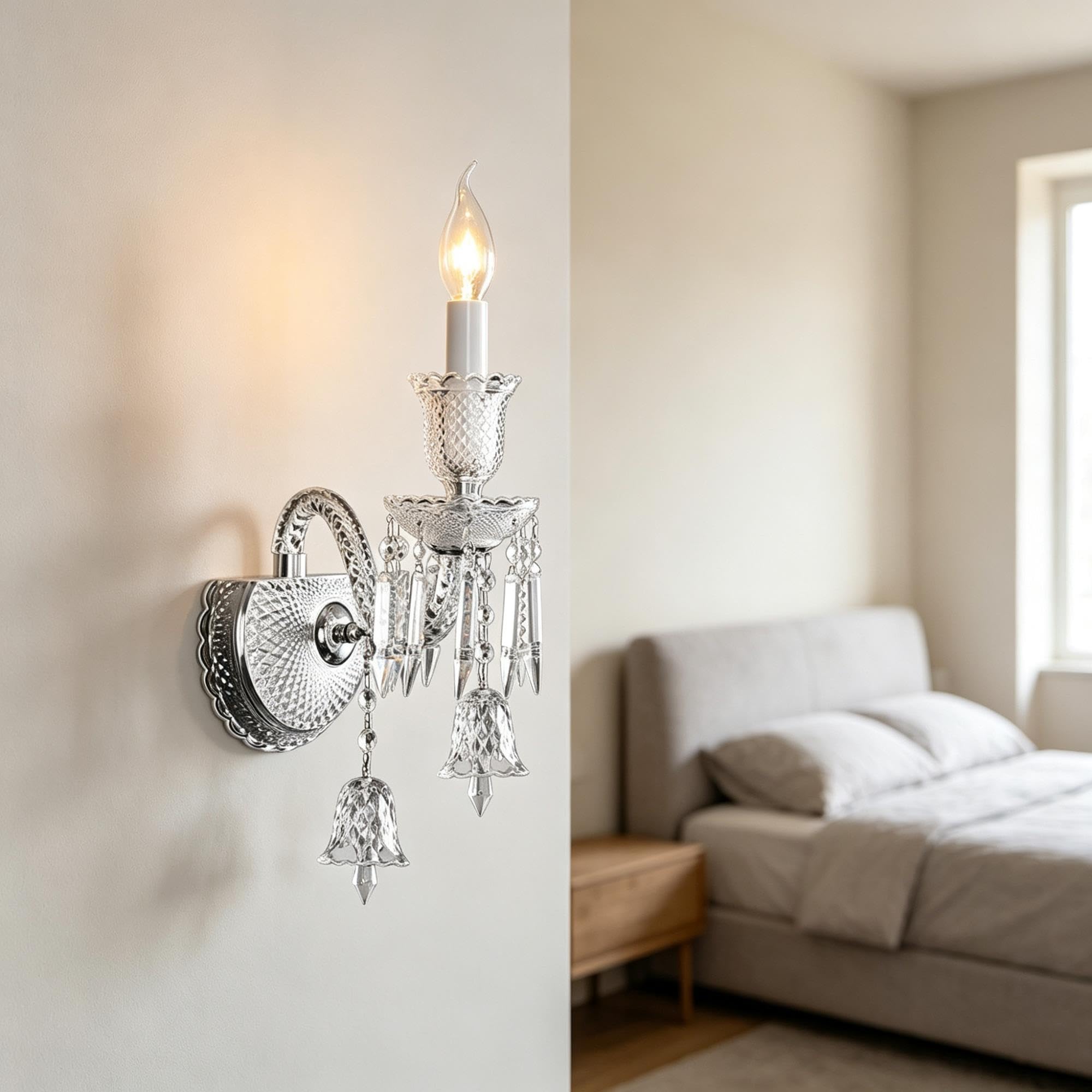 Estilo Europeo Aplique Pared Cristal Lampara Pared Vela Vintage