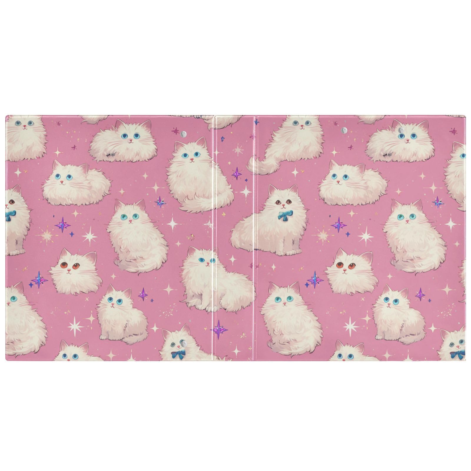 Raccoglitore di materiale scolastico da 1 e mezzo pollice pesca glitter gattino bianco