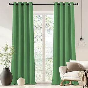 NICETOWN Blackout Drapery Curtain Panel 90 inches Long - Window Treatment Thermal Insulated Grommet Blackout Curtain/Drape for Bedroom Living Room (Froest Green, 1 Panel, 46 by 90 inches)