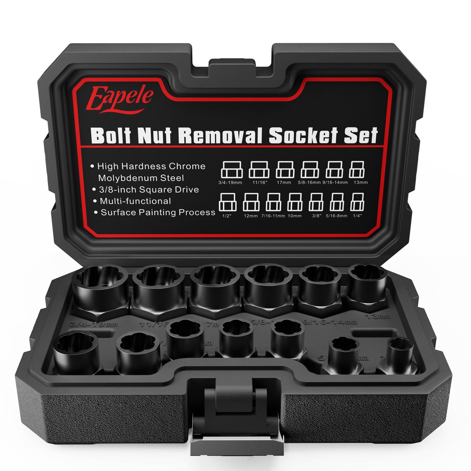 Eapele Impact Bolt Nut Removal Extractor Socket Tool Set (13pcs)