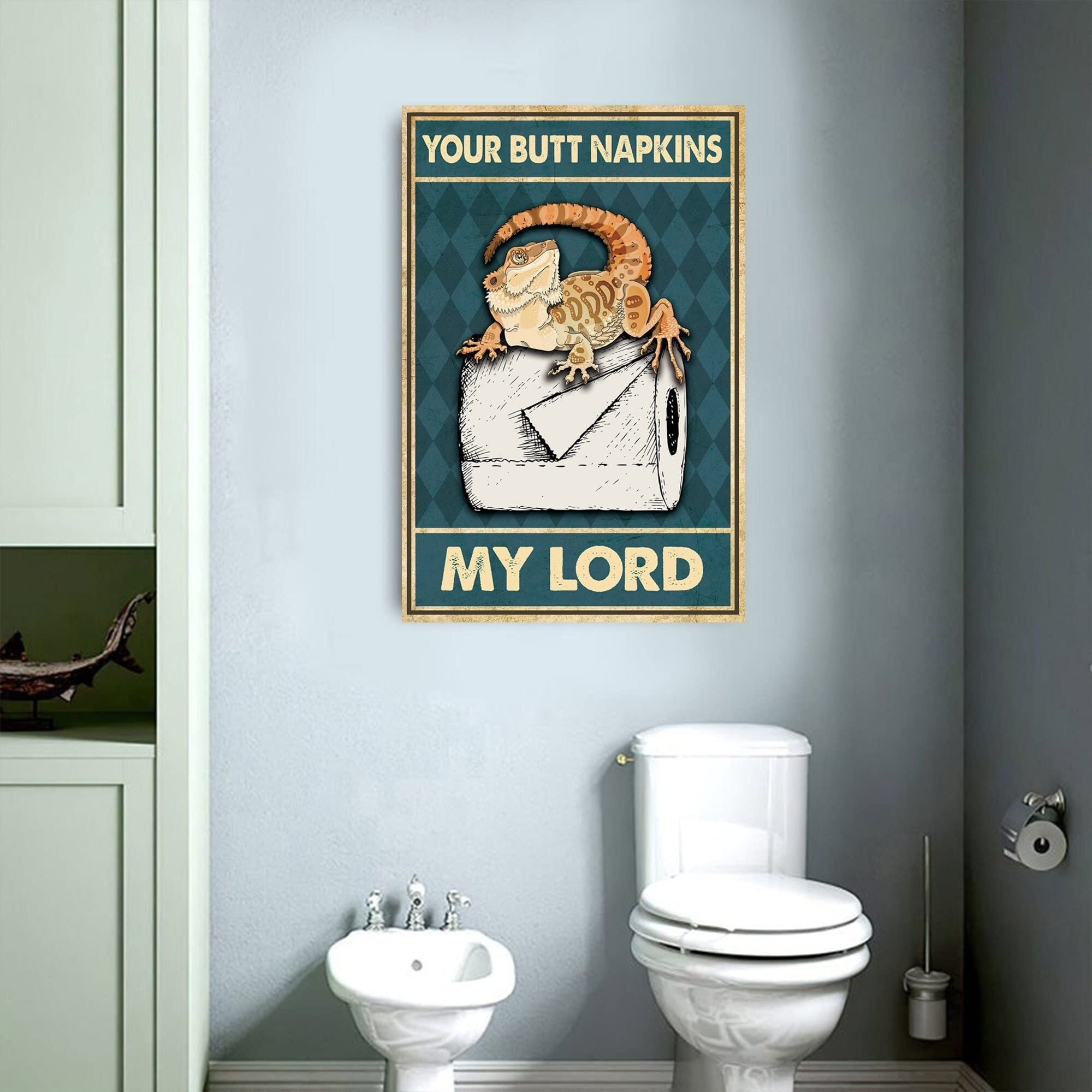 Buywell Bearded Dragon Your Butt Napkins My Lord Poster, Funny Bearded Dragon Poster Decor Poster Wall Art Tin Sign Decor Metal Sign Poster 8X12 Inches