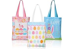 Whaline Large Easter Egg Bunny Printed Canvas Totes