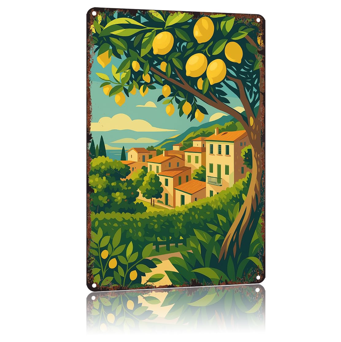 peiyeety Mediterranean Lemon Funny 8x12 Inch Aluminum Vintage Metal Tin Signs-For Living Room Kitchen Bedroom Patio Porch Men'S Nest Wall Decor