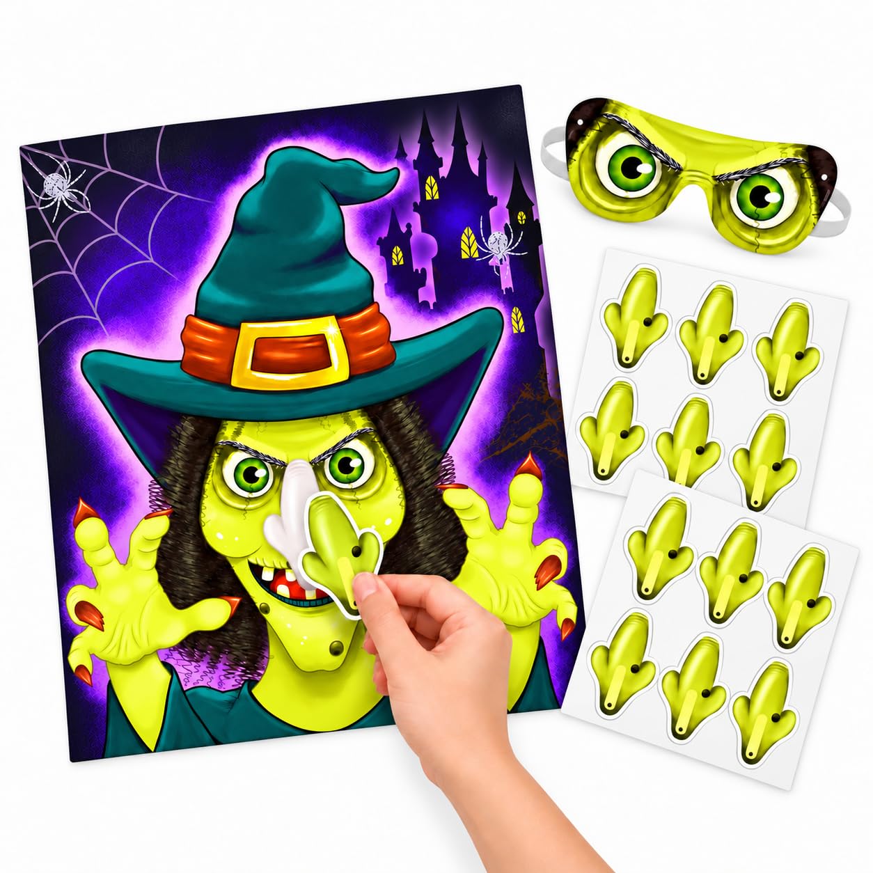 Henbrandt Halloween Party Game - Stick the Nose on the Witch for Kids