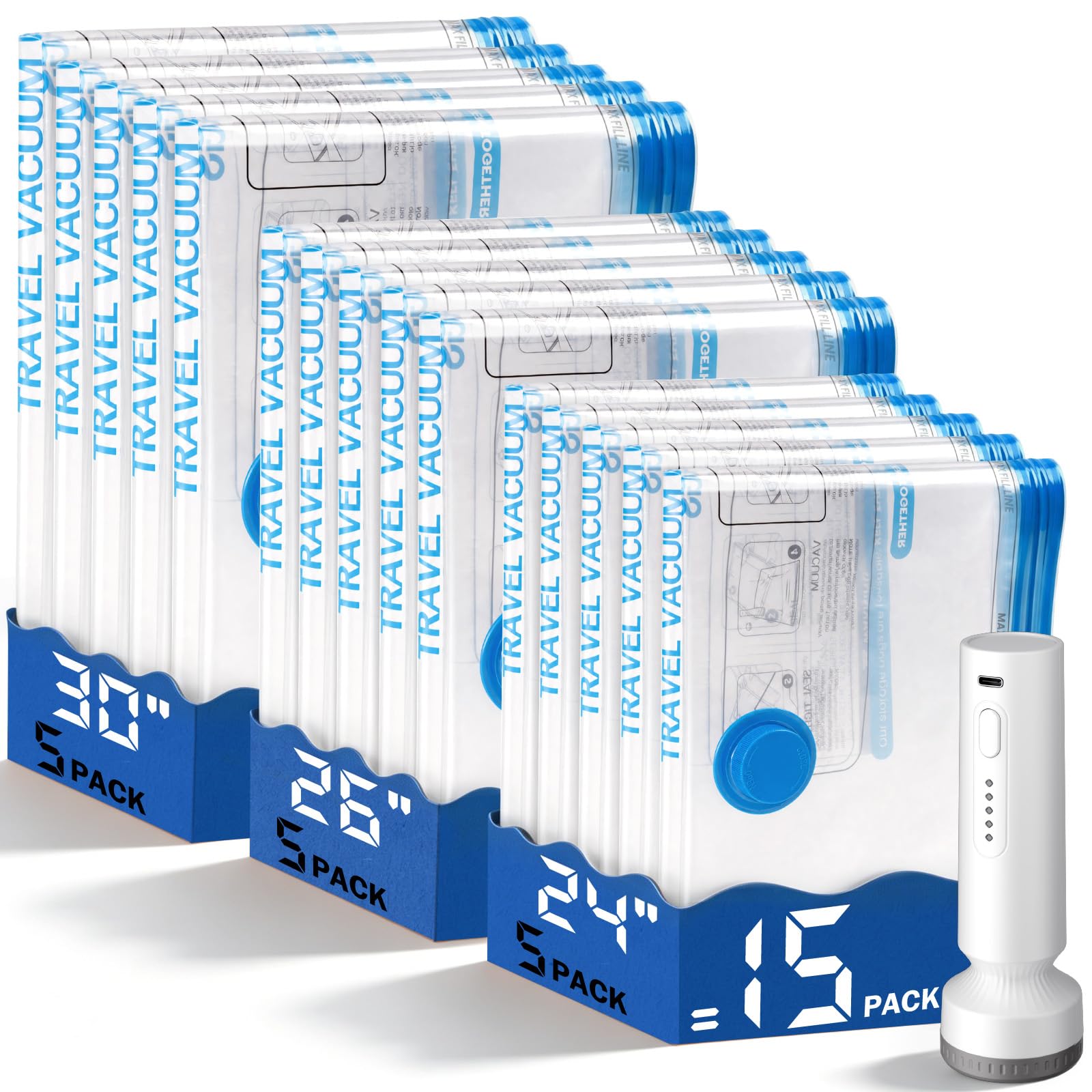 lezecur 15 Pack Vacuum Storage Bags - clothing and closet storage | Mubboo