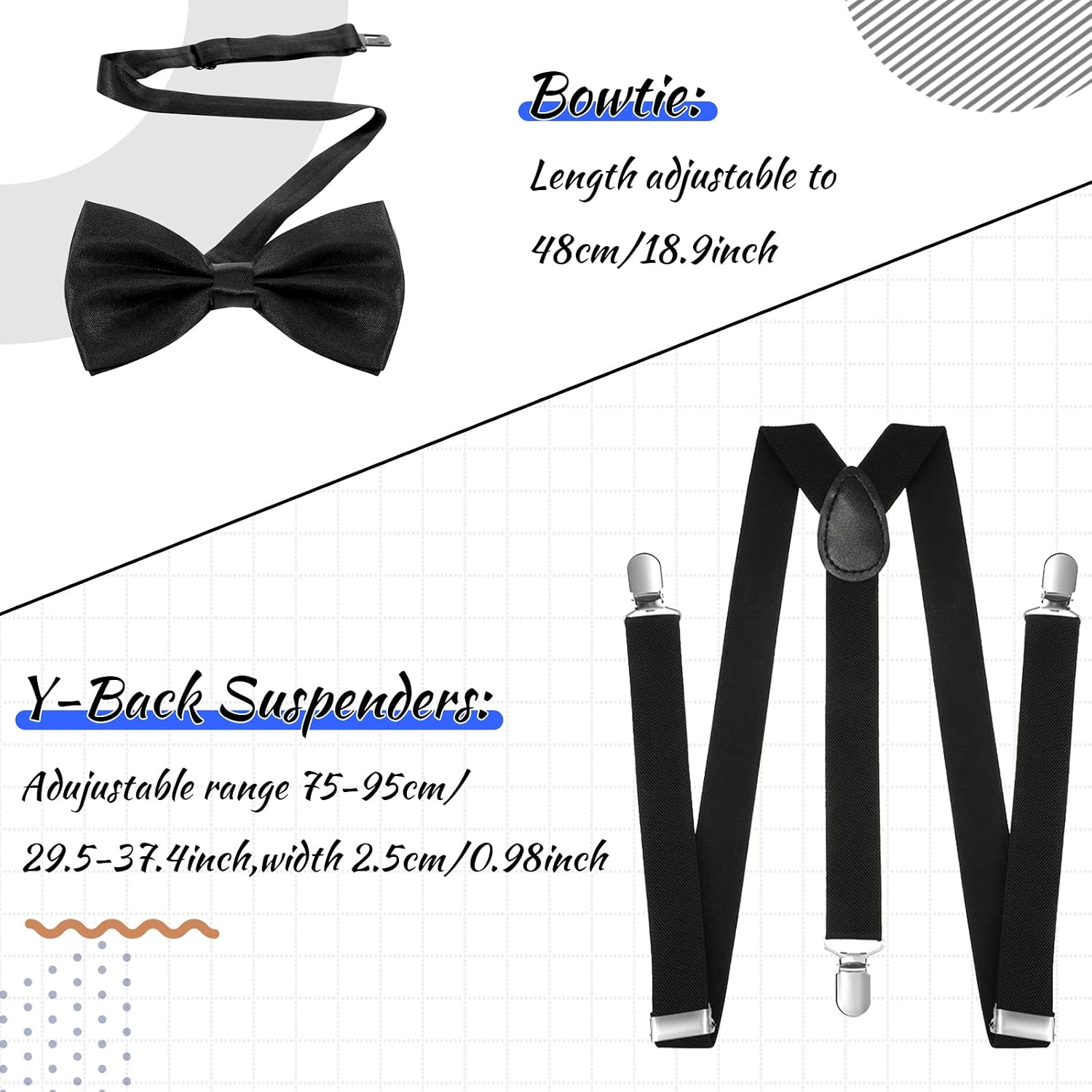 1920s Mens Costume Accessories Gatsby Set with Hat, Bow Tie, Pocket Watch, Suspender, Armband Garters, Tie Clips, Crutch