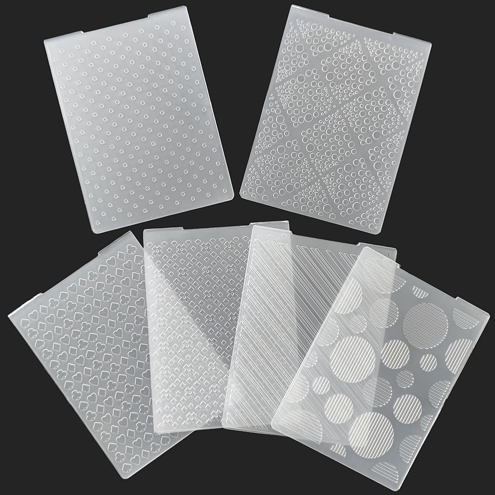 6 Pcs Plastic Embossing Folder A6 Size Concave-Convex Dots Backgound Paper Crafts Plastic Textured Impressions for Card Making Scrapbooking