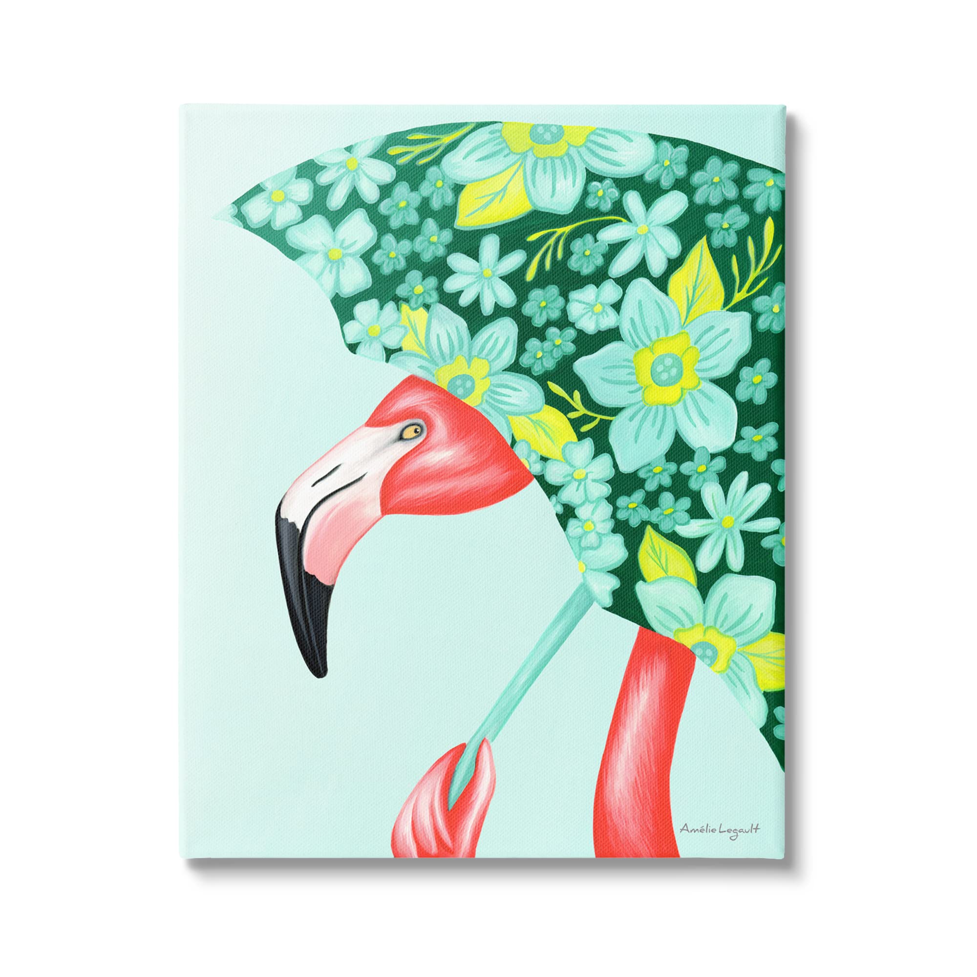 Stupell IndustriesStupell Industries Summery Pink Flamingo Floral Petal Patterned Umbrella, Design by Amelie Legault