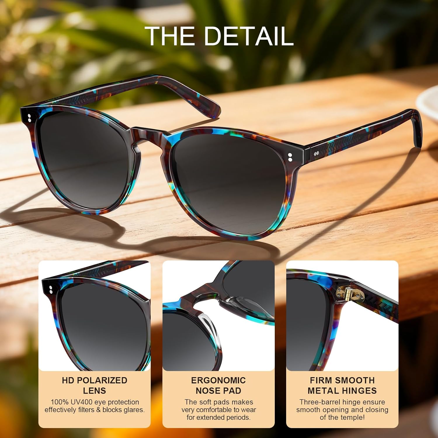 CARFIA Acetate Polarized Sunglasses for Women Trendy Retro Sunnies - Image 7