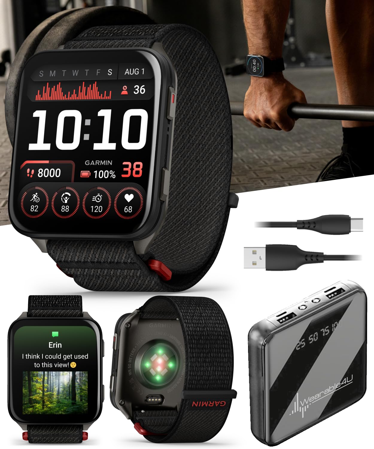 Venu X1 Thin and Lightweight GPS Smartwatch, AMOLED Display, Black with Slate Titanium Co…