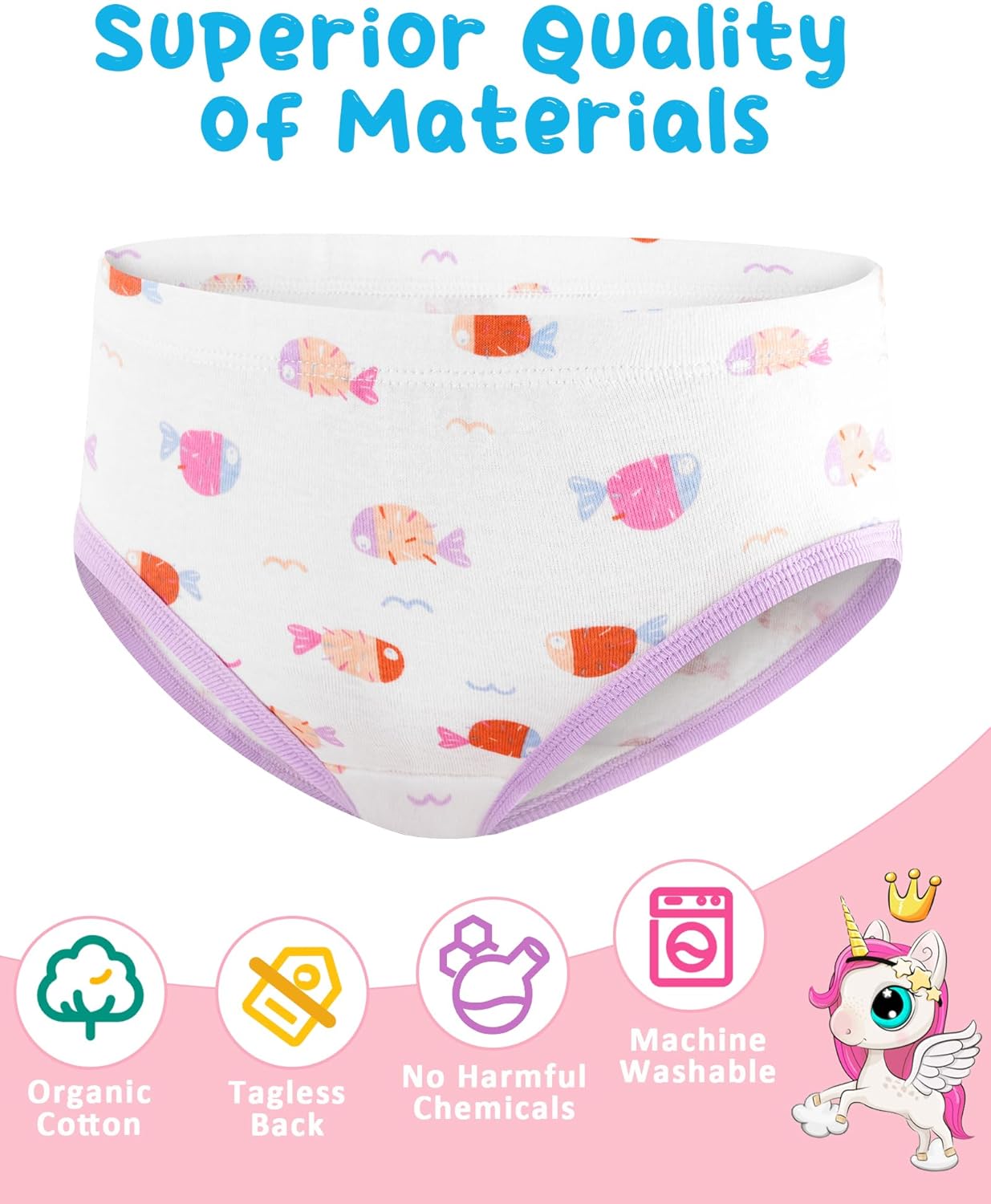 100% Cotton Girls Underwear Tagless Comfort Toddler Panties (6-Pack) - Image 5