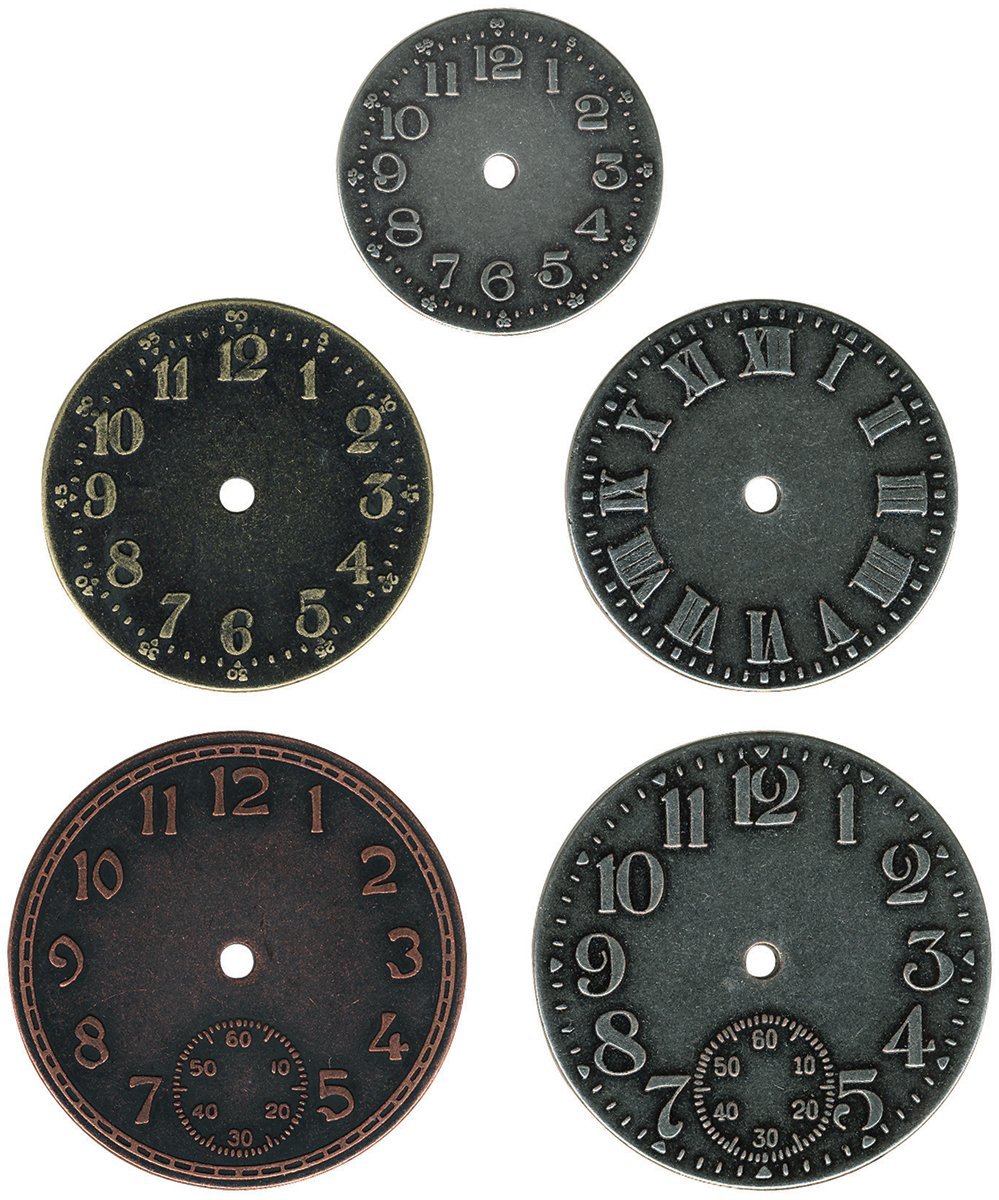 Metal Timepieces by Tim Holtz Idea-ology, 5 per Pack, Various Sizes, Antique Finishes, TH92831