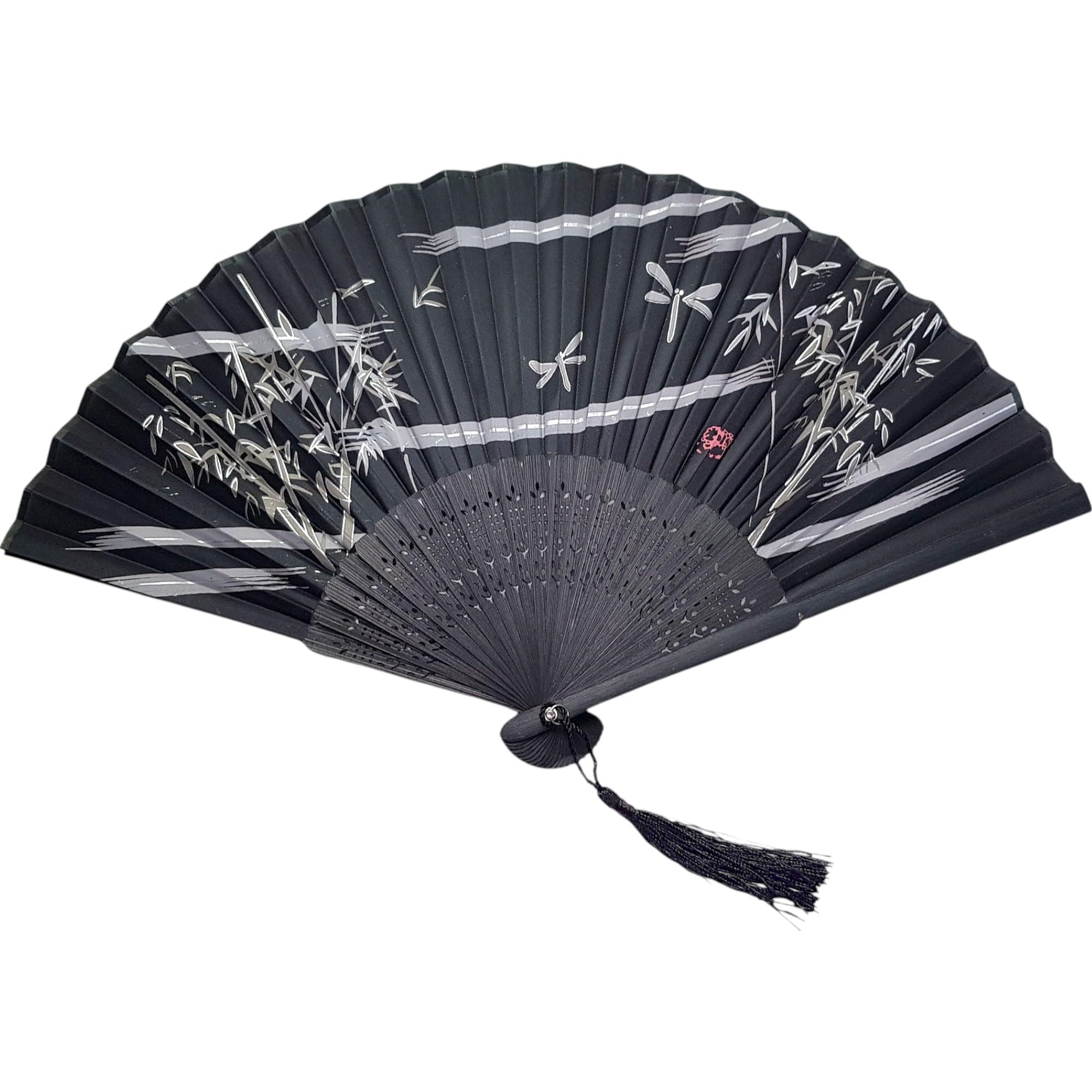 GFM® Bamboo and Silk Handheld Folding Chinese Hand Fan Wooden Wood Fans for Summer, Wedding, Party Favour etc (FLSLK-CH-27) — image 1