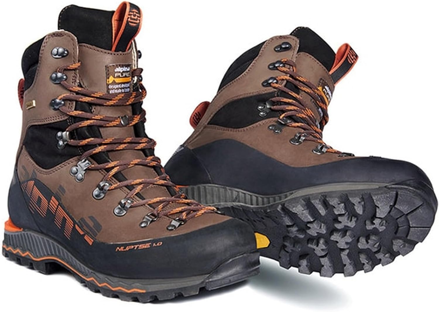 Alpina NUPTSE Men's Mountaineering Boots | 9 Inch Full-Grain Leather | Sympatex Waterproof & Breathable | Vibram Slip-Resistant Sole | Crampon Compatible Durable Hiking Shoes for Extreme Terrain | Made in Europe