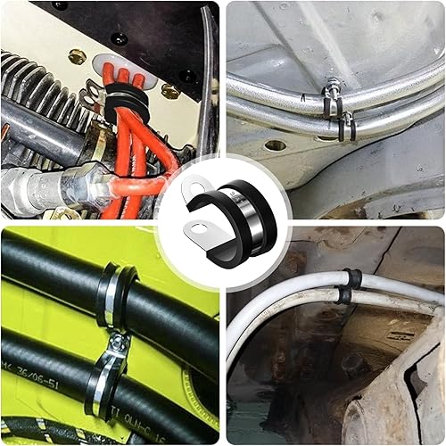 Miniatura 7 de Kit surtido de 80 abrazaderas de cable, 7 tamaños de abrazadera de cable de metal de acero inoxidable 304, abrazaderas de alambre aisladas,