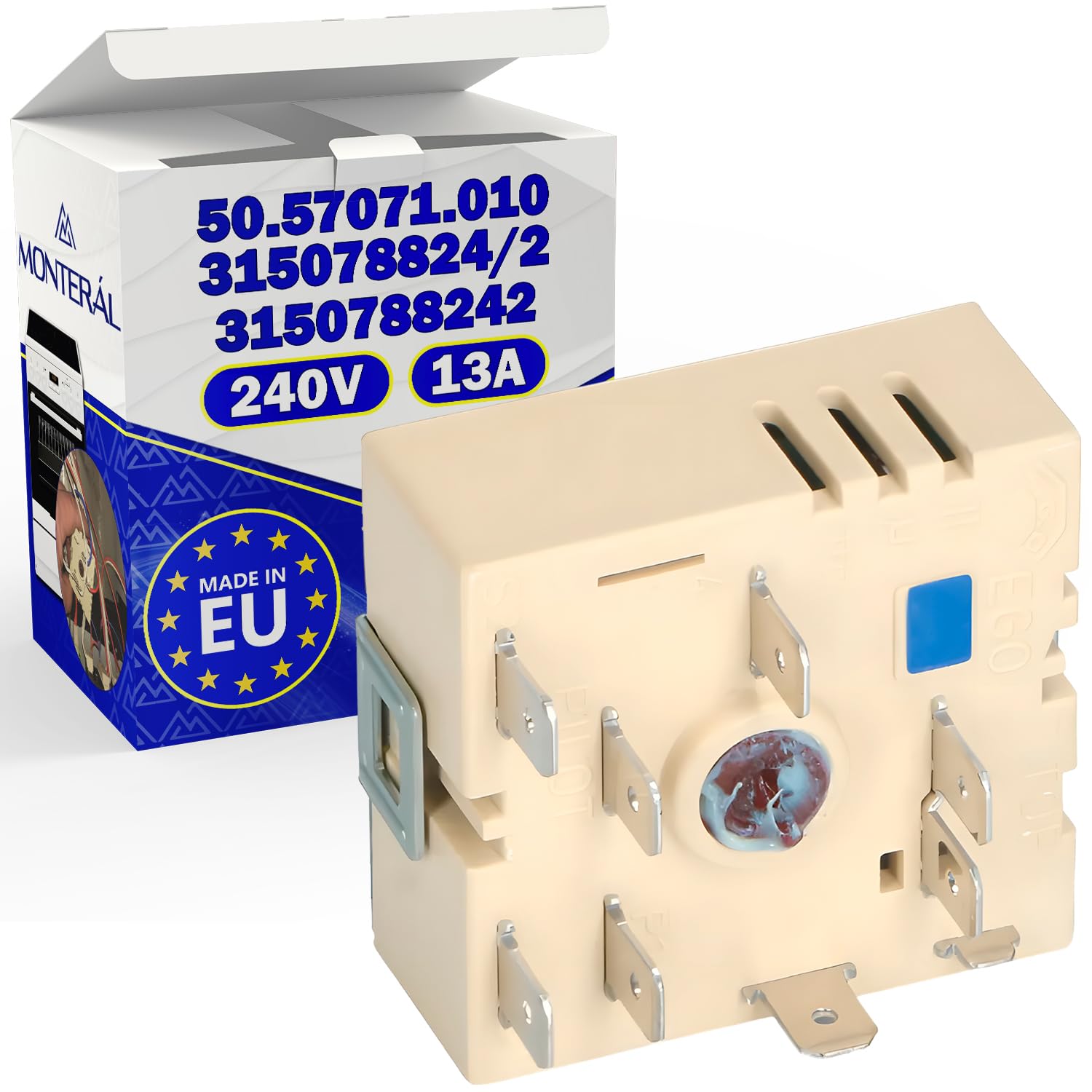 Regulador de Energía para Quemador de Placa Eléctrica 13A 240V con Código Original 315078824/2 3150788242 para AEG 50.57071.010 para EGO - Garantía de 10 Años - MONTERAL