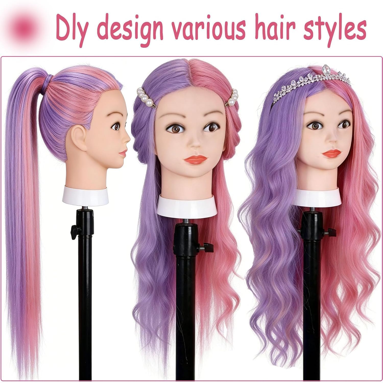 Testa Studio Manichini, TopDirect 66cm/26" Capelli Colorati Parrucchiere Cosmetologia Formazione Manichino Pratica Modello con Morsetto & DIY Accessori per Capelli