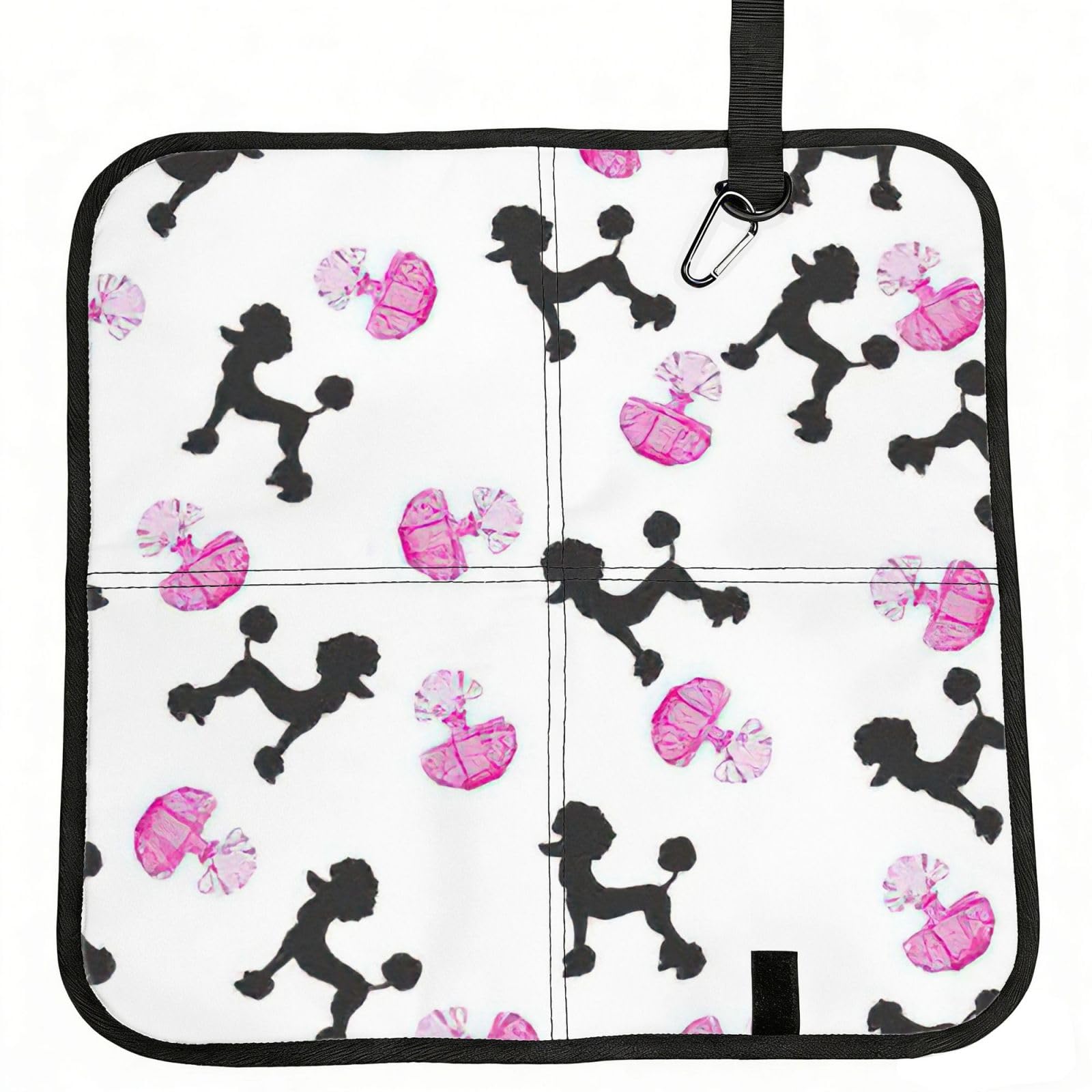 AYYQWE Girly Pink Perfume Bottle And Poodle Print Foldable Seat Cushion Portable Chair Pad Office Commuting Picnic Camping Outdoor