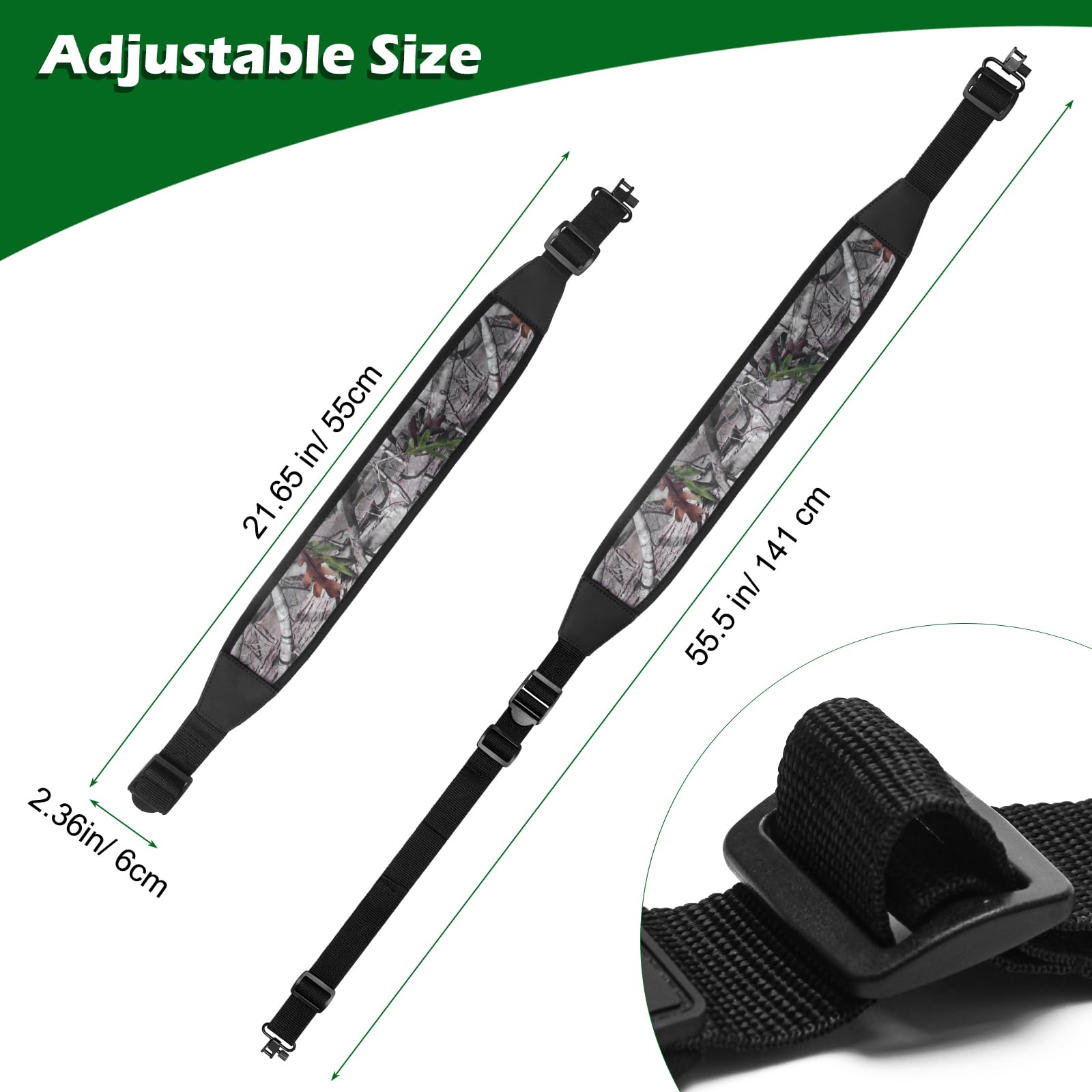 Anglekai 1PCS Rifle Sling, Gun Sling for Rifle Shoulder Strap Two Point Neoprene Padded Shotgun Strap with Steel Swivels, Length Adjustable Shoulder Gun Padded (1)