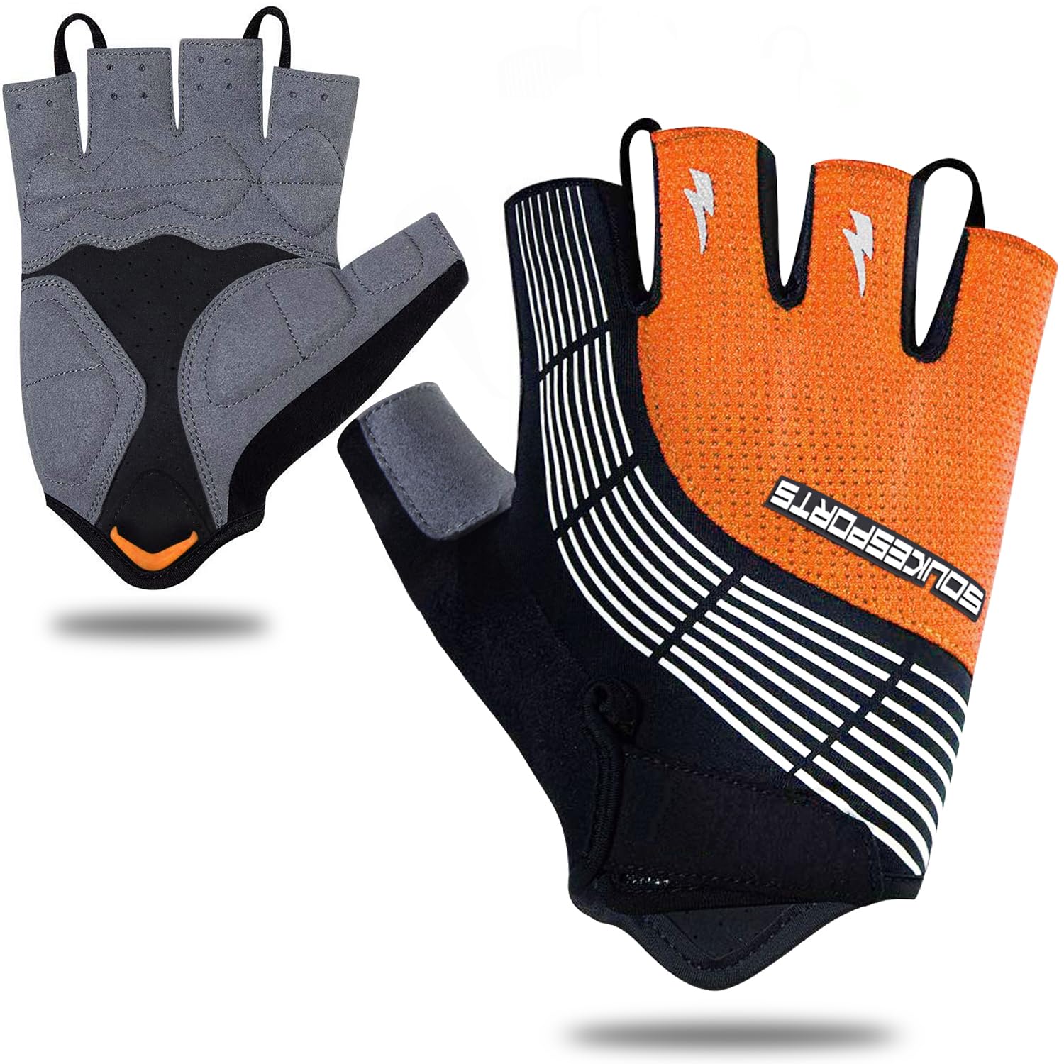 Souke Sports Cycling Bike Gloves - Padded Half Finger Bicycle Gloves with Shock-Absorbing, Anti-Slip, Breathable MTB & Road Biking Features for Men &