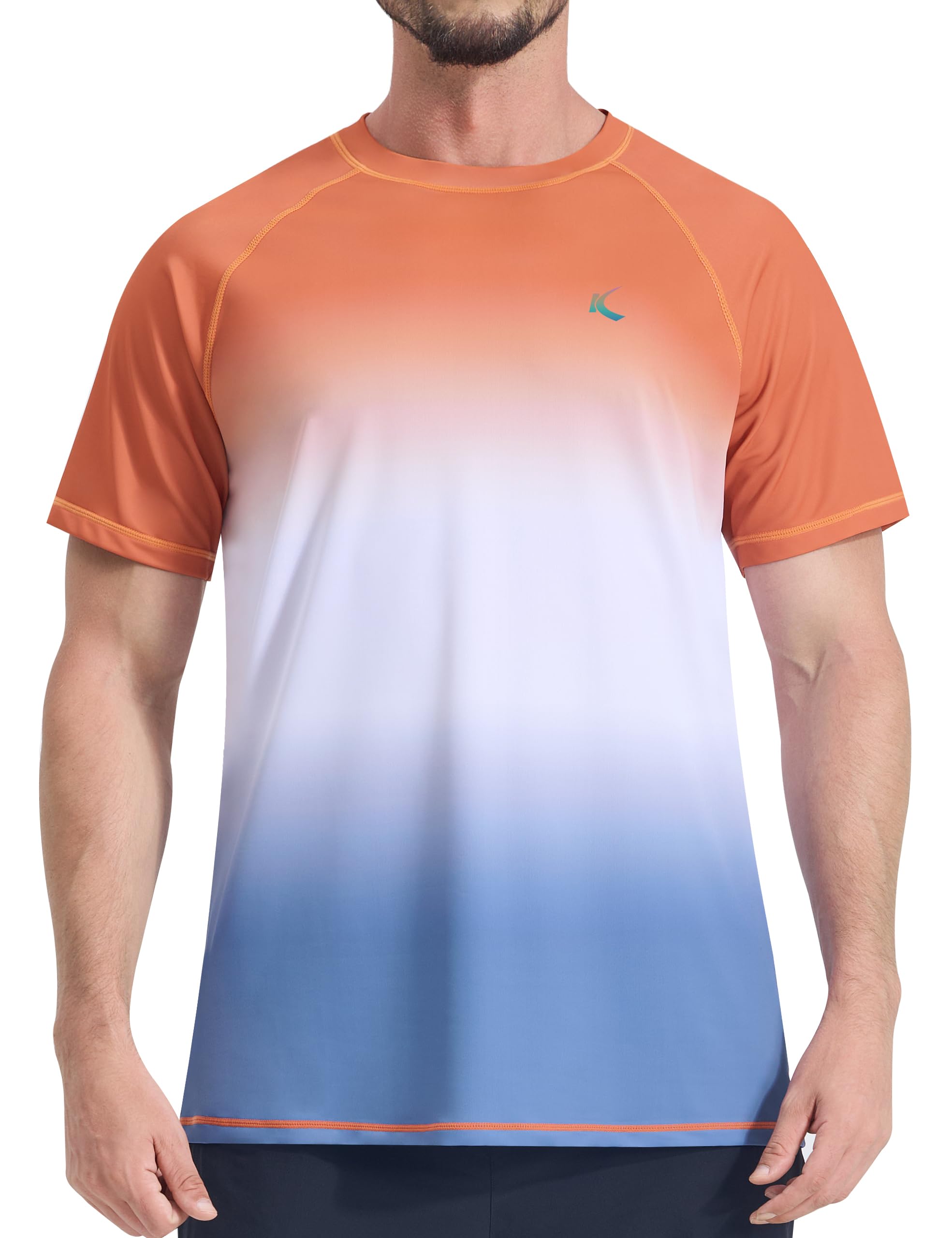 Mens Swim Shirts UPF 50+ Sun Protection Quick Dry SPF Rash Guard Outdoor Beach Fishing T Shirts