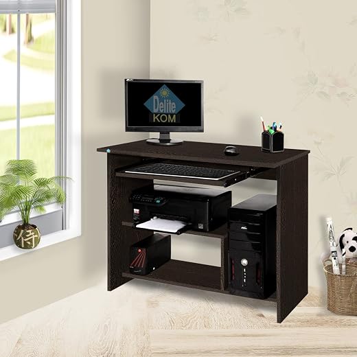 DELITE KOM Melanza Engineered Wood Computer Desk (Straight, Finish Color - Flowery Wenge, Knock Down) (45.4x89.6x75)