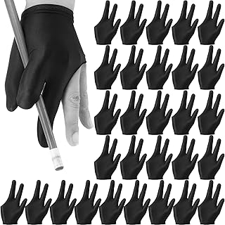 Breathable Pool Gloves Nylon Billiards Gloves Pool Left Right Hand Gloves Universal 3 Fingers Cue Gloves Shooter Cue Sports Gloves for Women Men Indoor Game Kit Billiard Accessories, Black