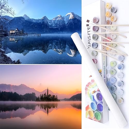 Miniatura 77 de BAISITE 0304 - Kit de pintura por números para adultos principiantes; paquete de 2 lienzos de 8 pulgadas de ancho x 12 pulgadas de largo; caja