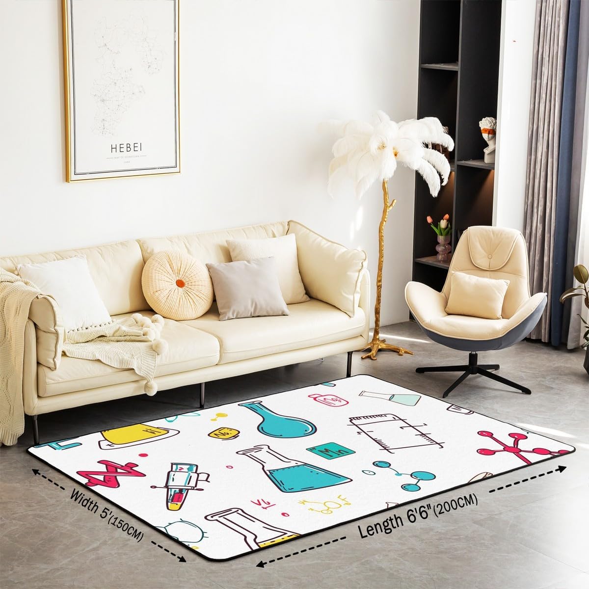 Erosebridal Science Theme Area Rug for Boys Girls Chemical Subject Theme Rug 5x7 Science Carpet Runner Non Slip Math Equation Indoor Floor Mat Mathematics Area Rugs Home Dorm Decor