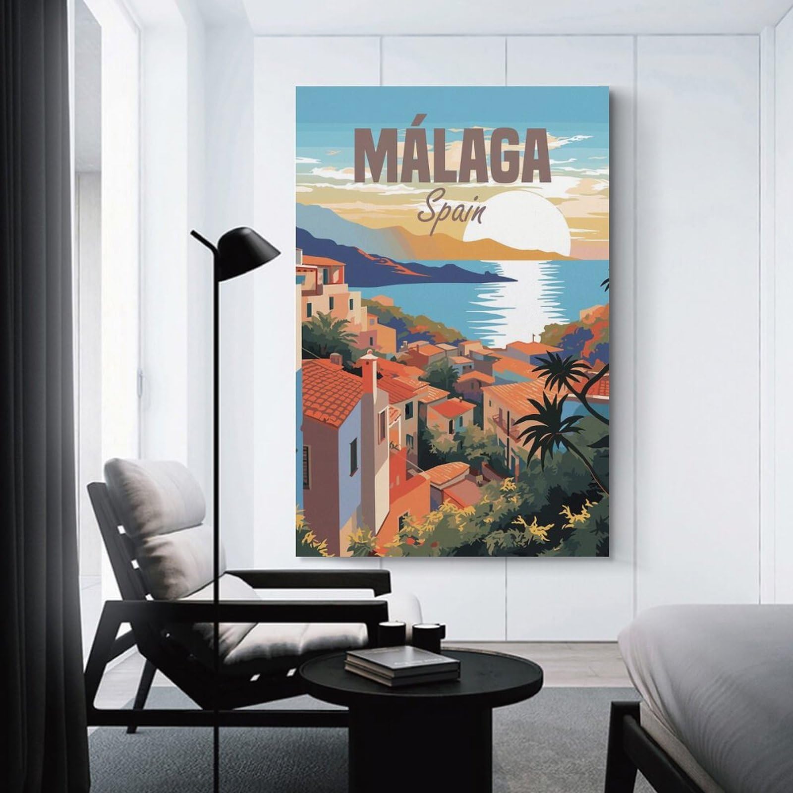 Junmoney Spain Malaga Travel Canvas Art Print, 20x30inch(50x75cm), for Small Homes, Bedrooms Or Open Spaces, Wall Decor with Flexible Room Appeal